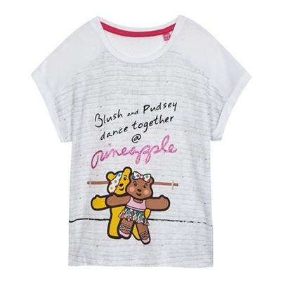 BBC Children In Need Girls' white 'Blush and Pudsey' print t-shirt